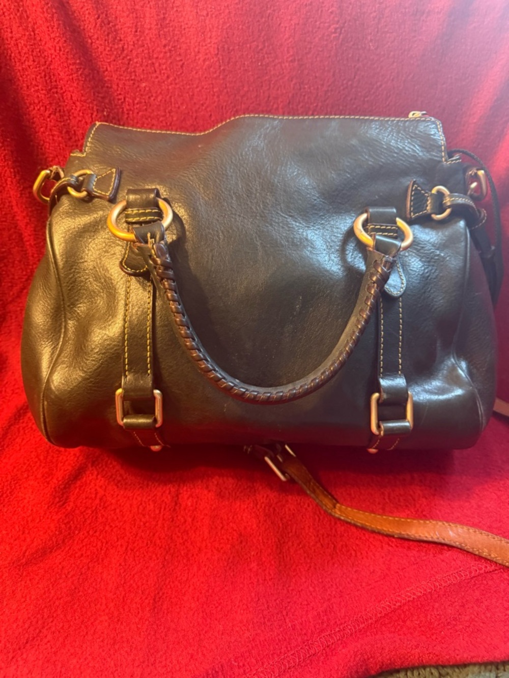 Dooney & Burke Flortine Leather, dark teal beautiful statement piece. - Picture 2 of 9